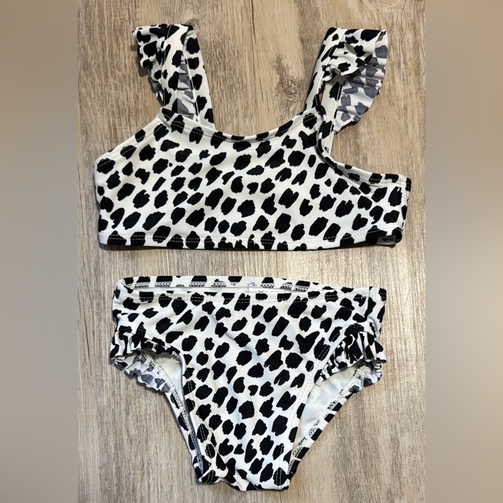 Old Navy Toddler Leopard Cheetah Print Ruffle Bikini 2T
